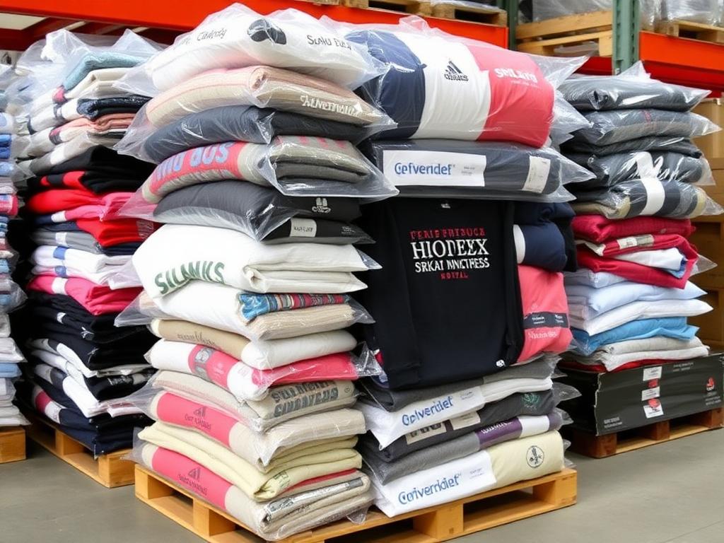 Branded apparel clearance — new with tags — supplier stock photo