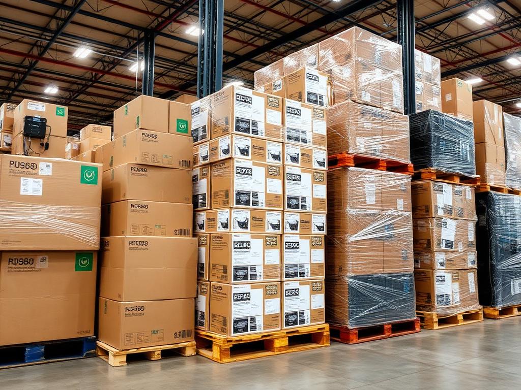 Mixed consumer electronics — customer returns pallet — supplier stock photo